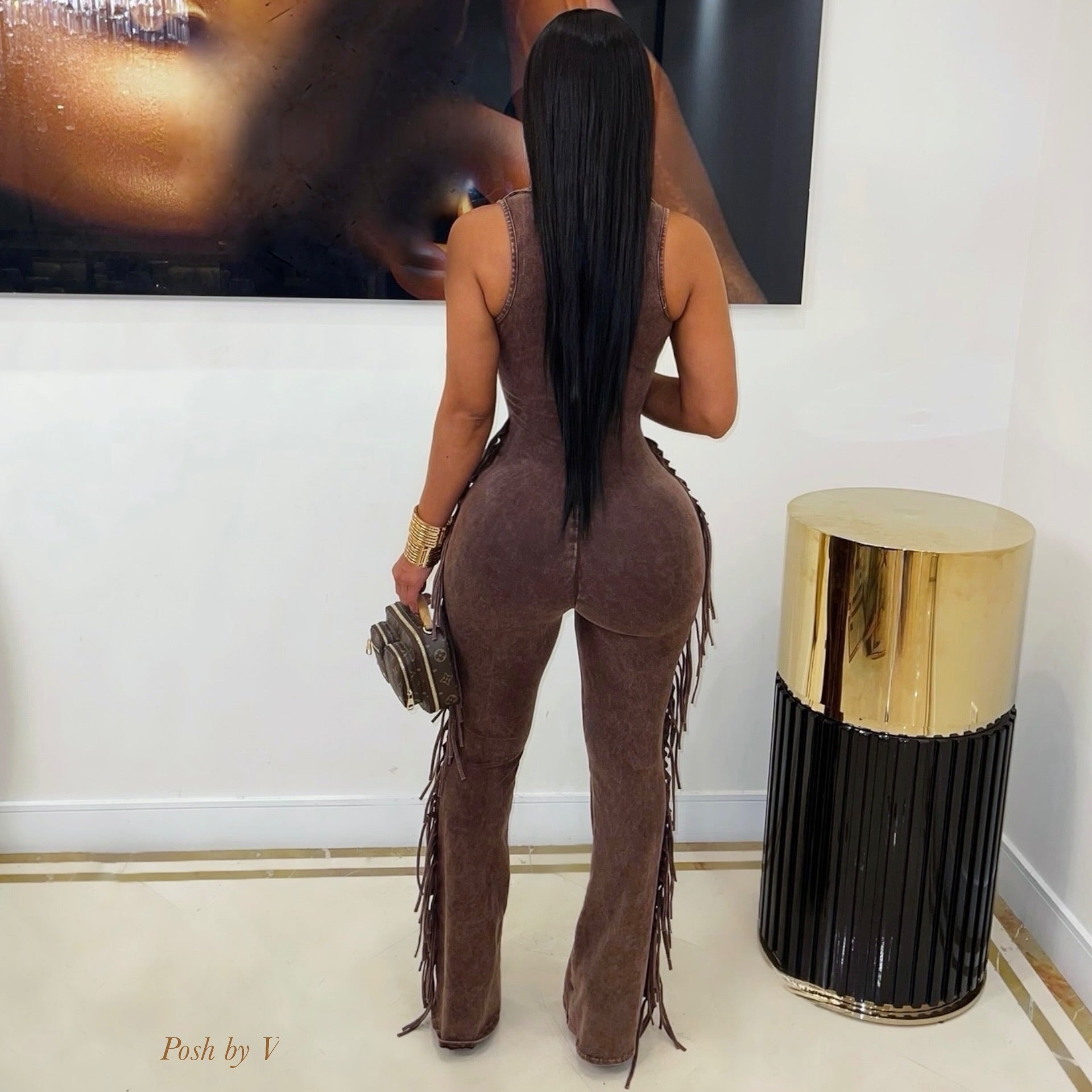 Rodeo fringe jumpsuit (Blue)