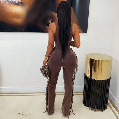 Rodeo fringe jumpsuit (Blue)
