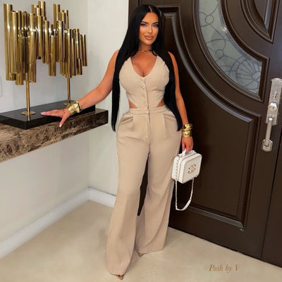 Leva palazzo jumpsuit (khaki)