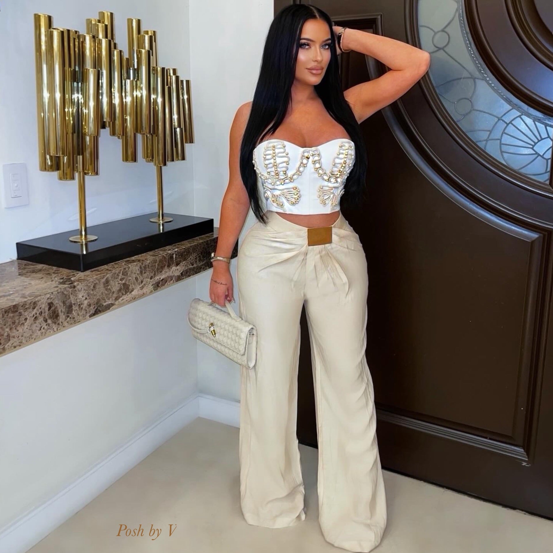 Maui linen pants set (Beige/ivory)