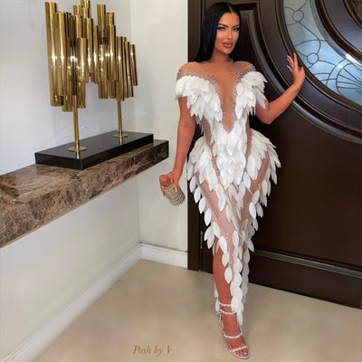 White swan glam dress (Nude/white)