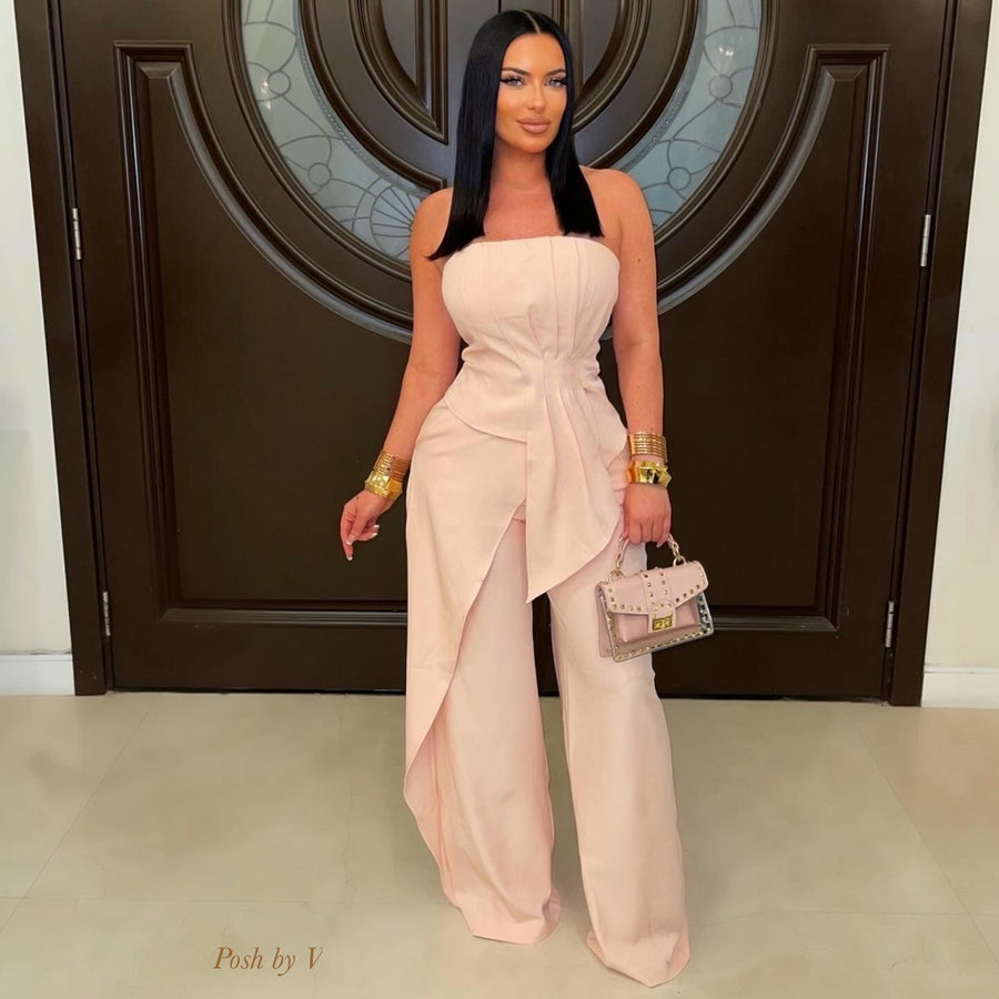 Lariel palazzo pants set (Pink)