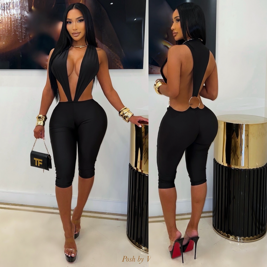 Teyan V jumpsuit (Black)
