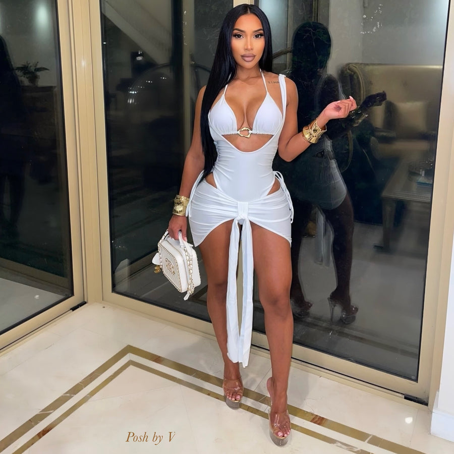 Bella 3pcs bikini/skirt set (White)