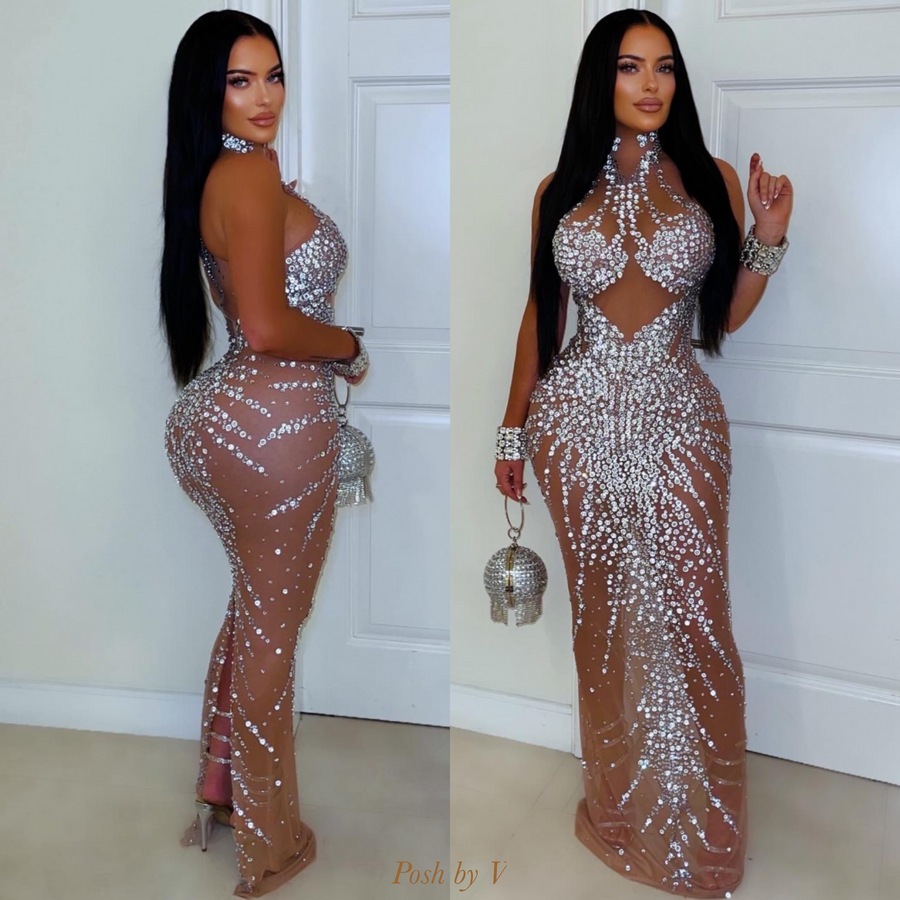 Ferrea glam crystal dress (Silver)