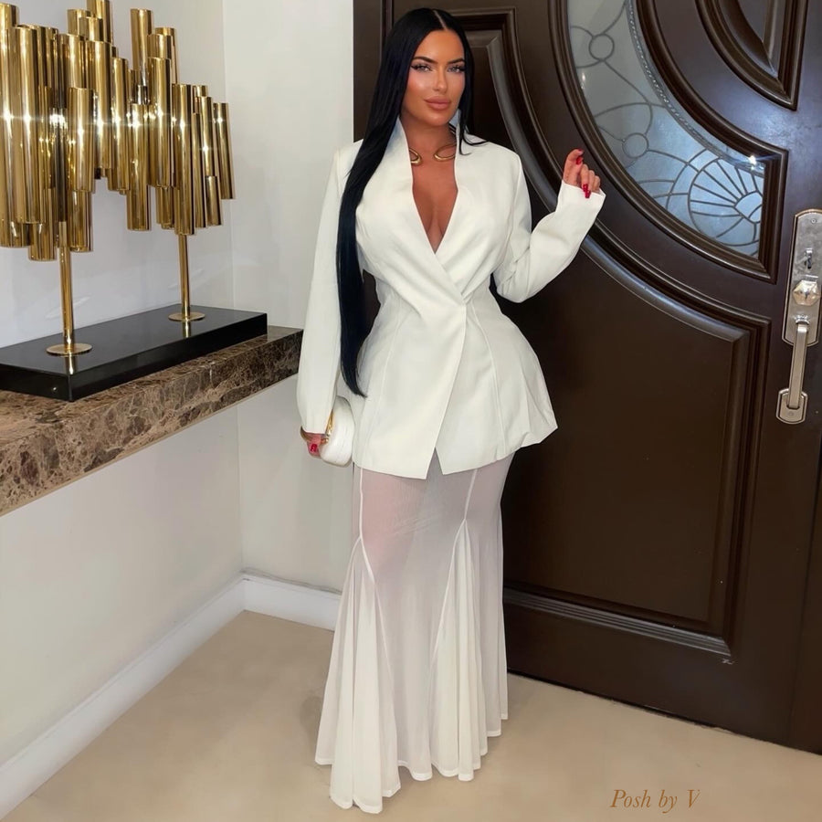 Peoria jacket skirt set (Ivory)