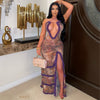 Jeze ruched maxi dress (Purple/leopard)