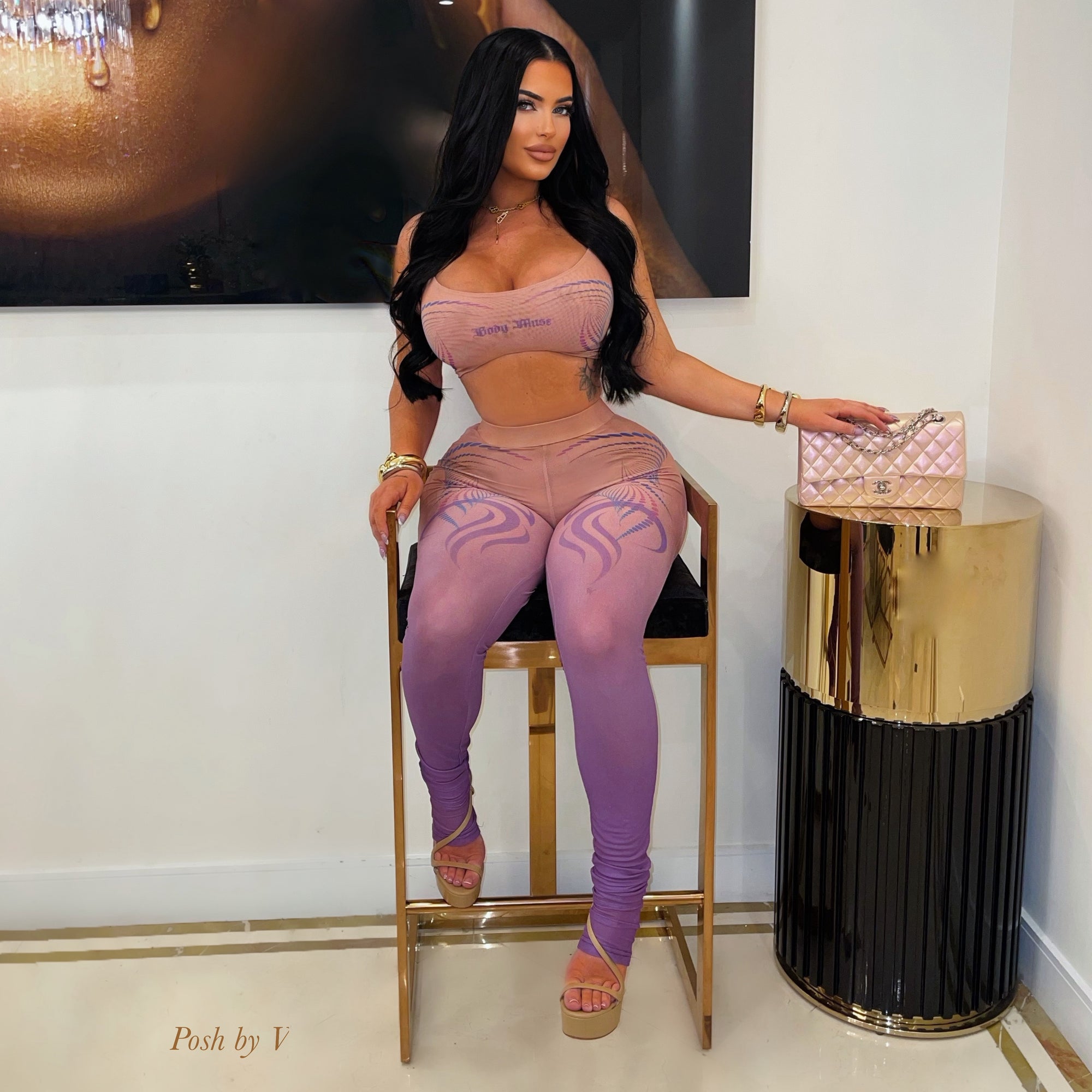 Body Muse ombré leggings set (Nude/purple)