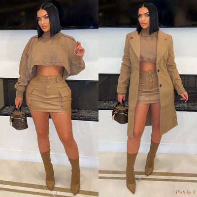 Milan mini skirt set (Camel)