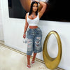Double waist denim shorts (Blue)