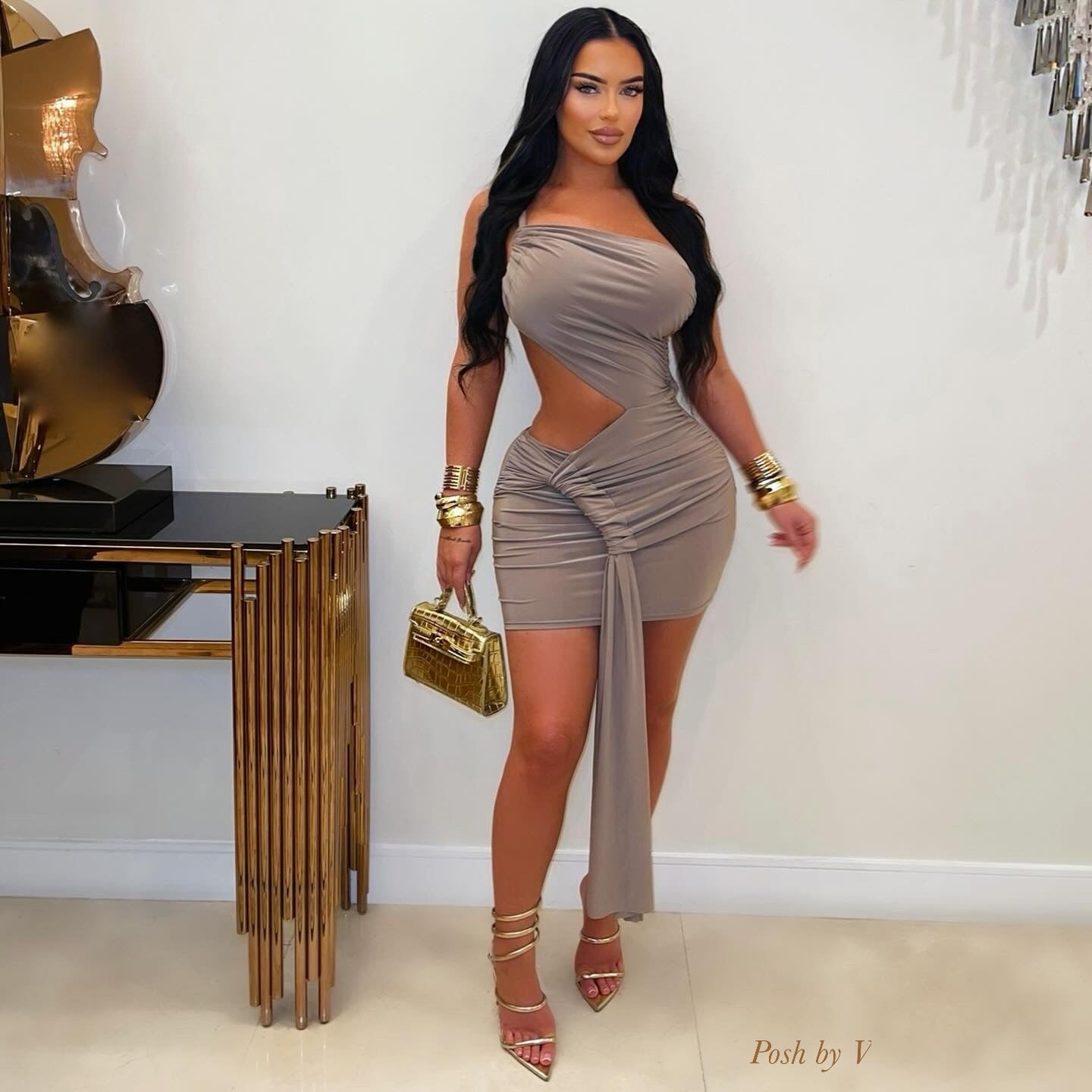 Kecia ruched dress (Nude)