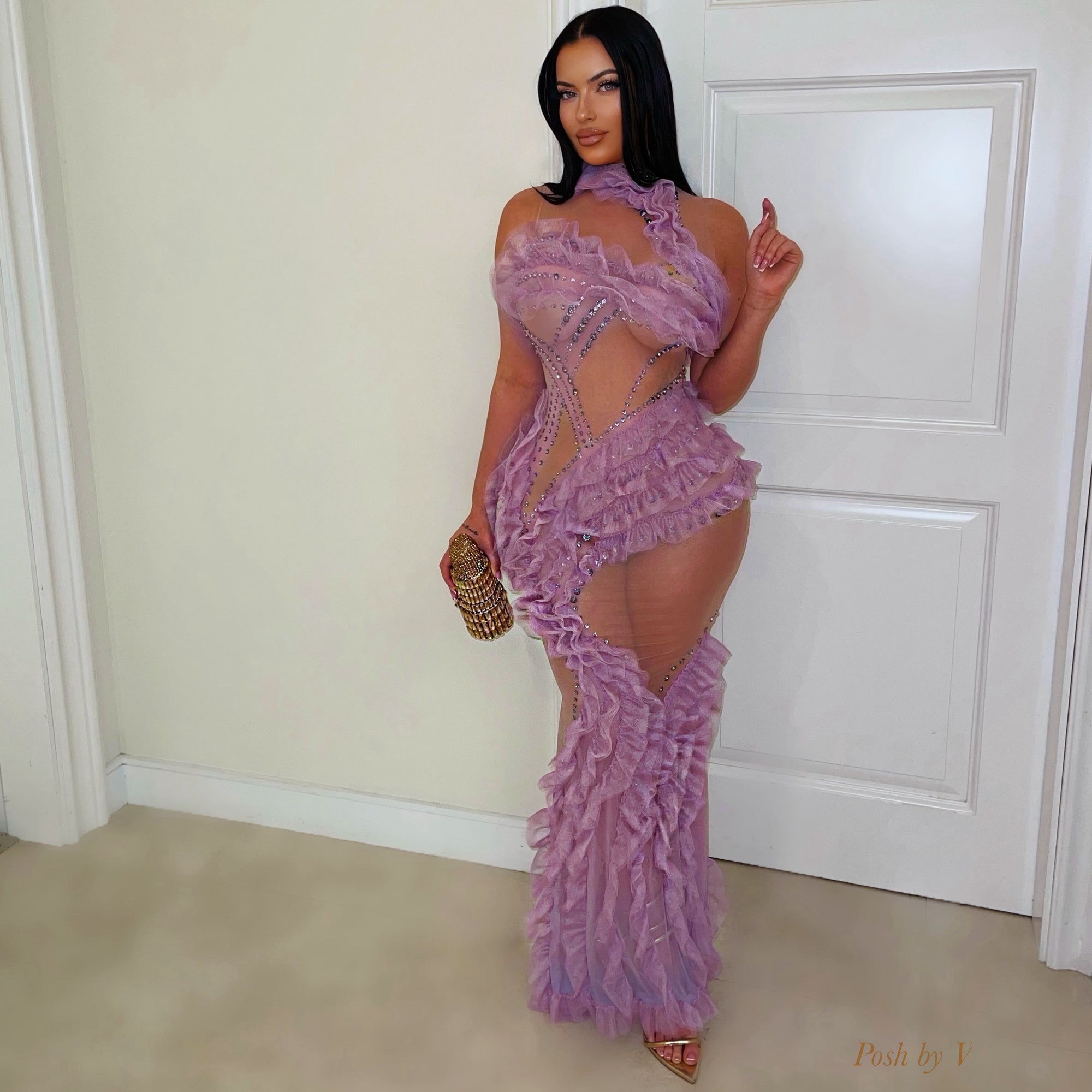 Garcia glam dress (Lilac/nude)