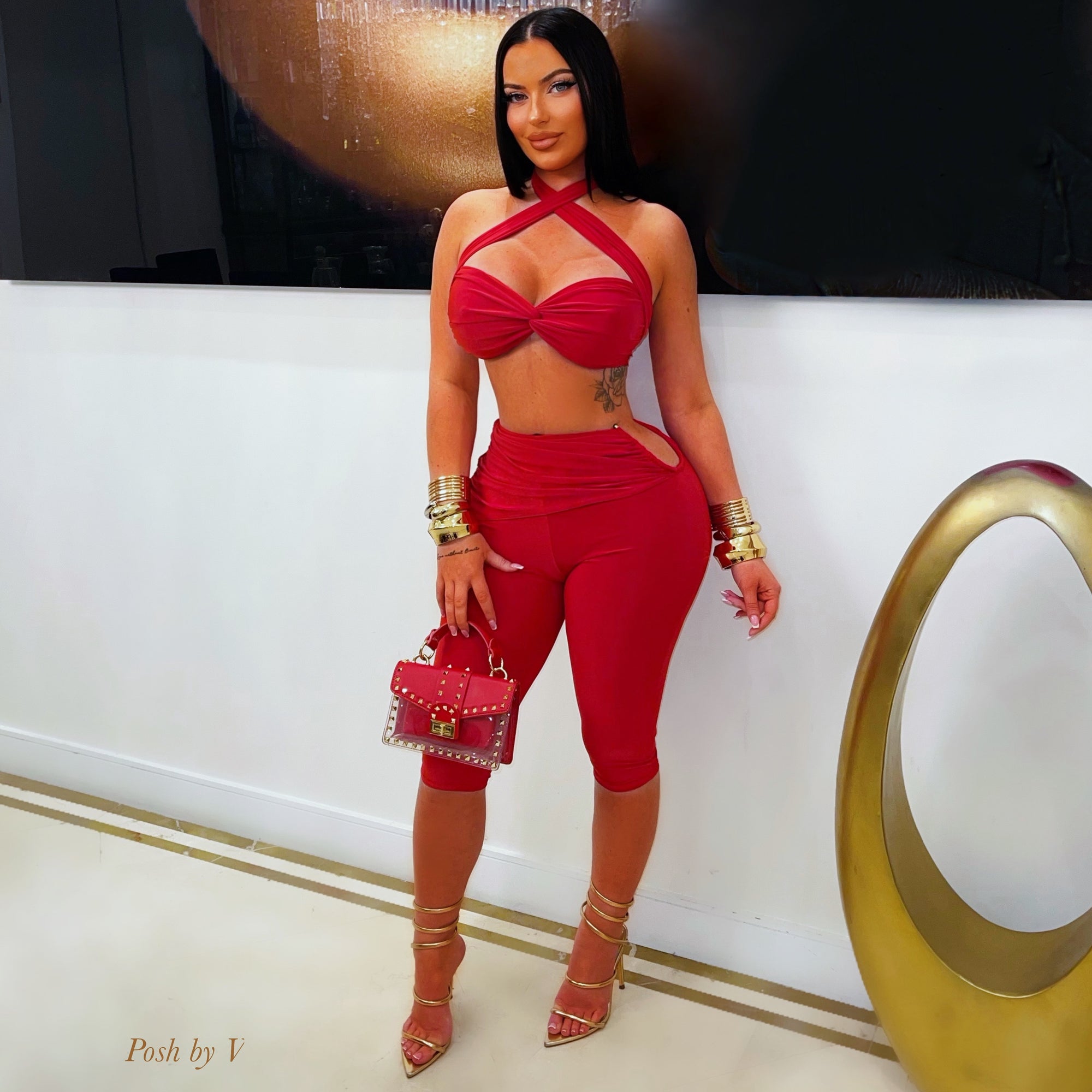 Cayenne capri leggings set (Red)