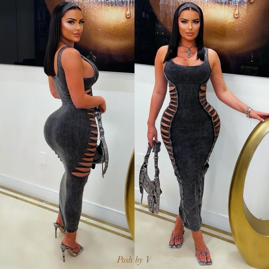 Kenti cut out dress w/headband (Black)