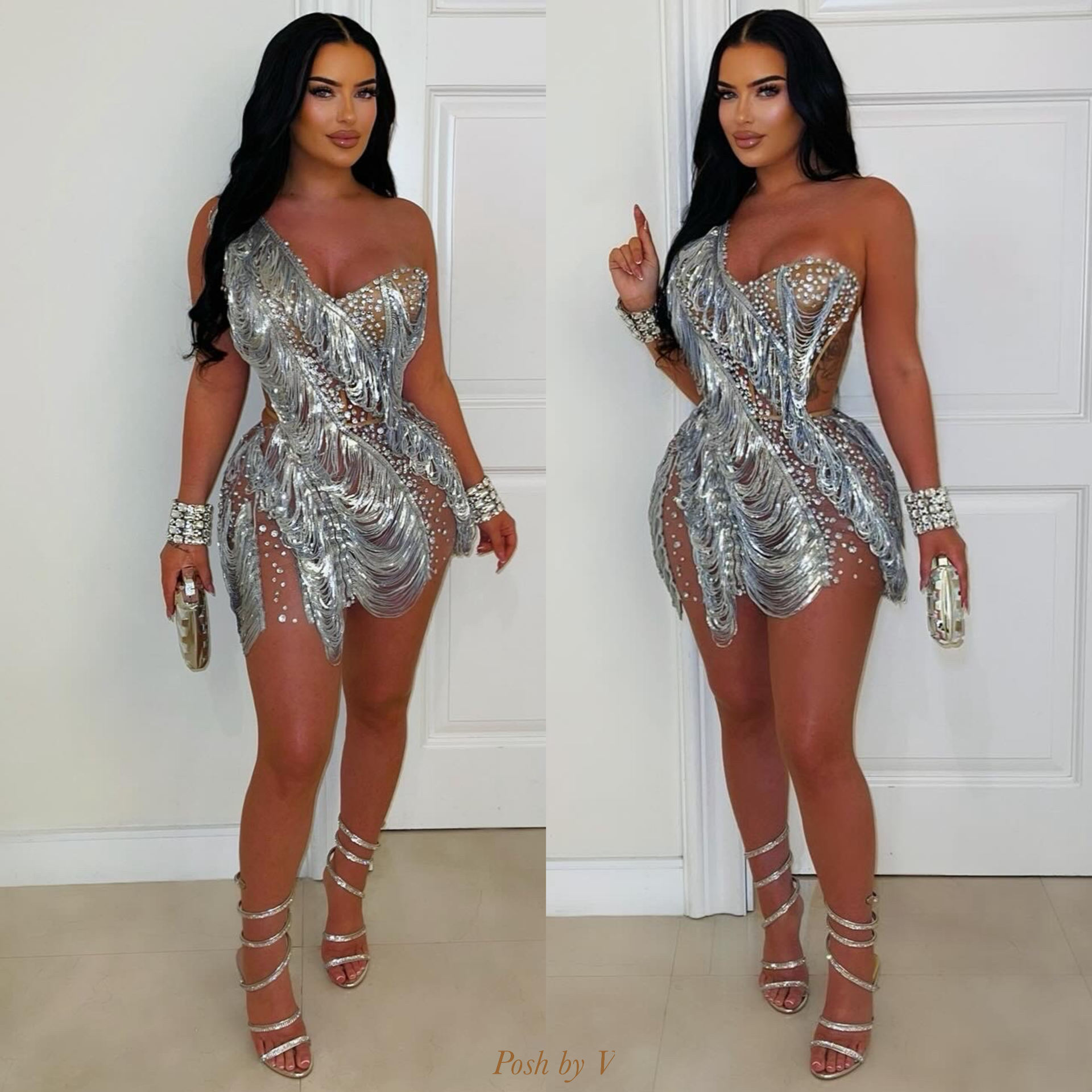 Paris crystal corset dress (Silver)