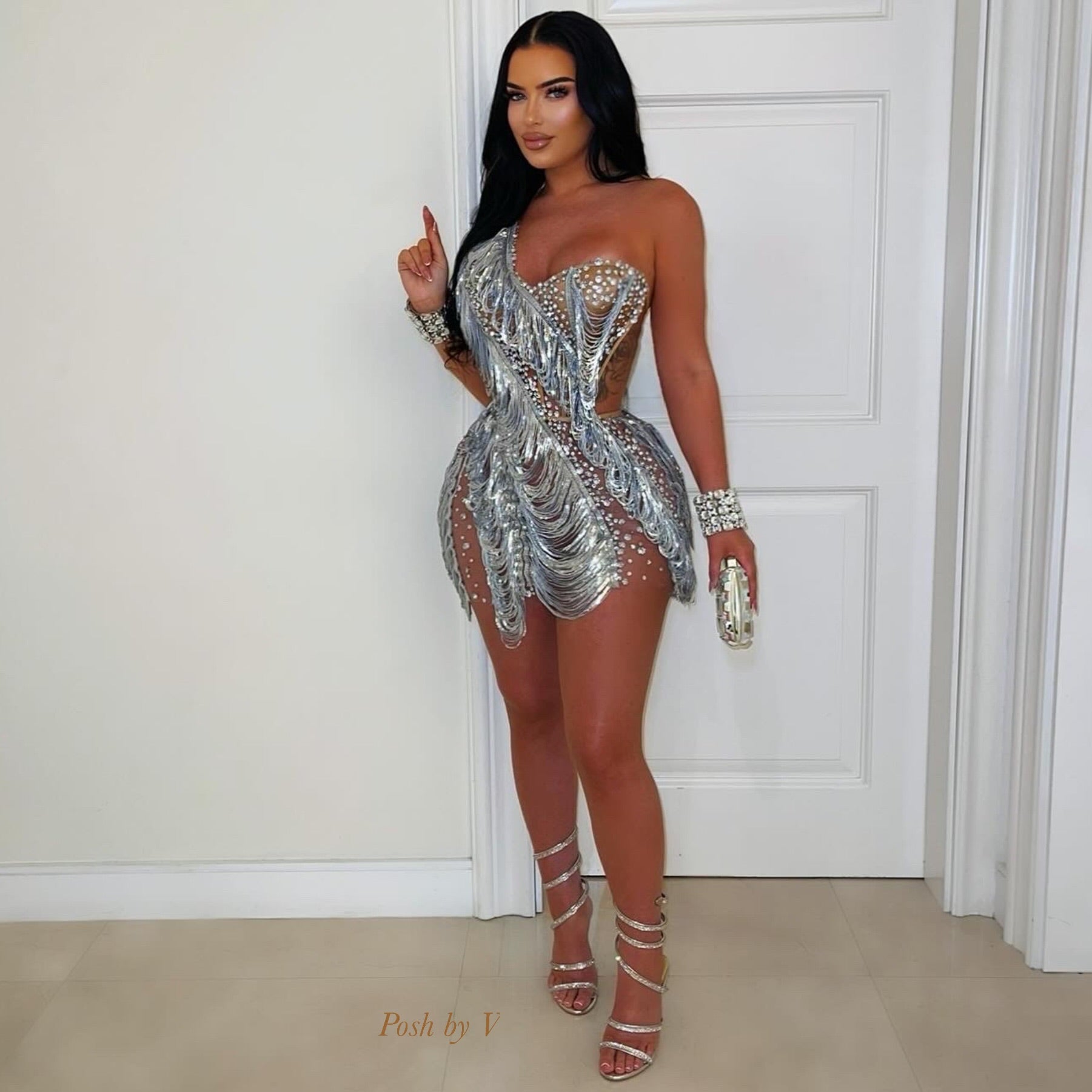 Paris crystal corset dress (Silver)