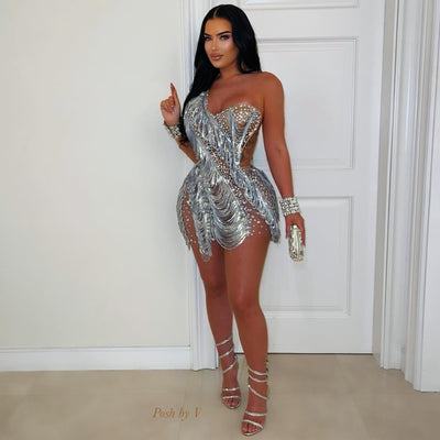 Paris crystal corset dress (Silver)