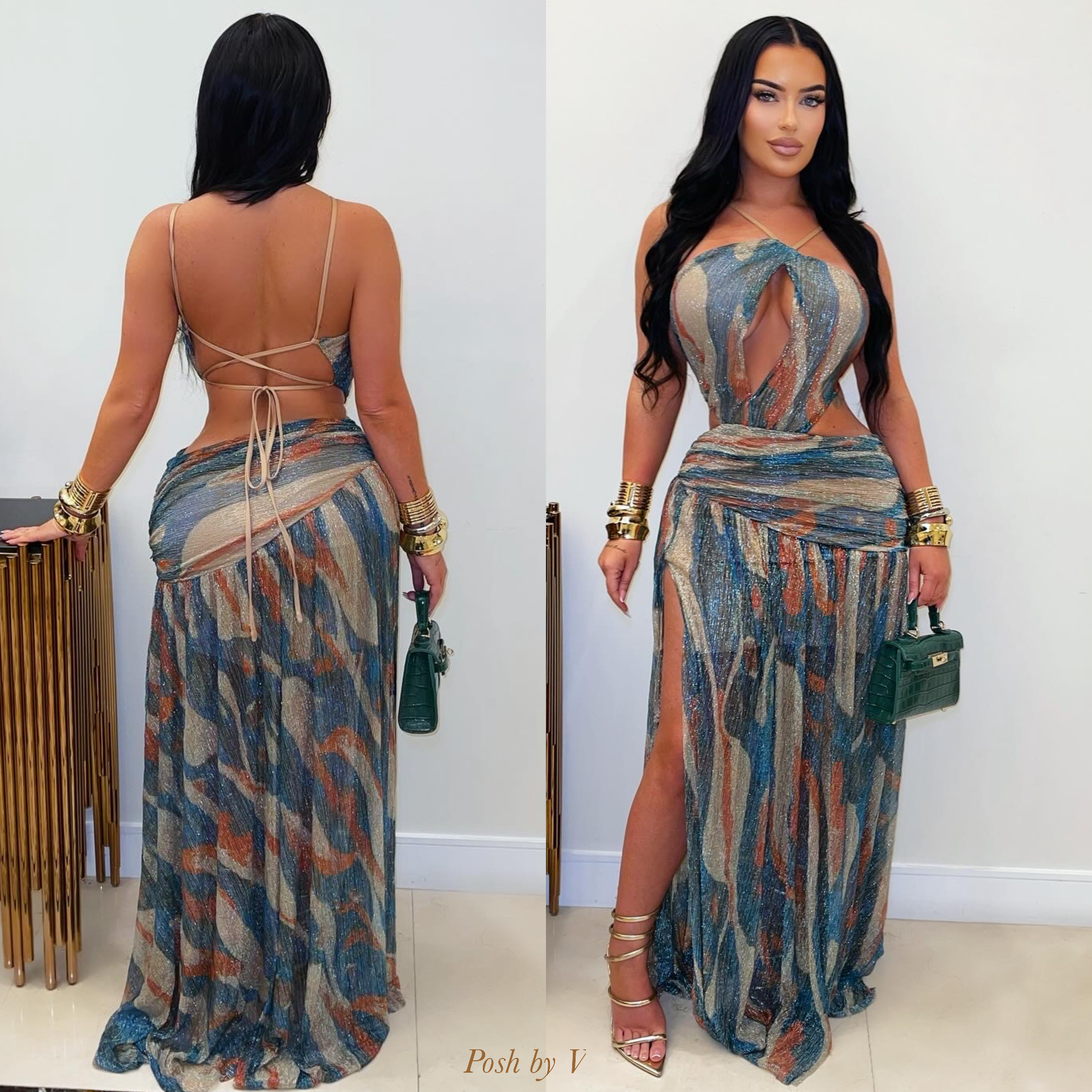 Davia maxi dress (Gold multi)