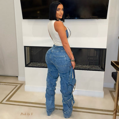 Keno strapped jeans (Ash blue)