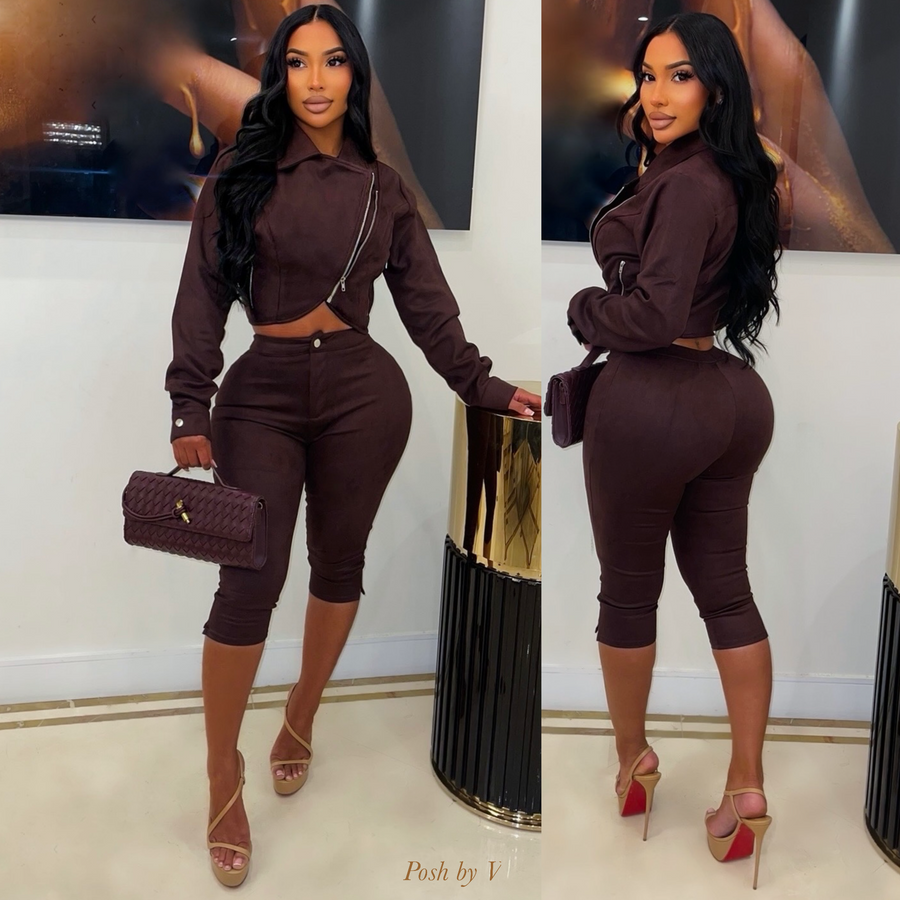 Rari suede jacket set (Brown)