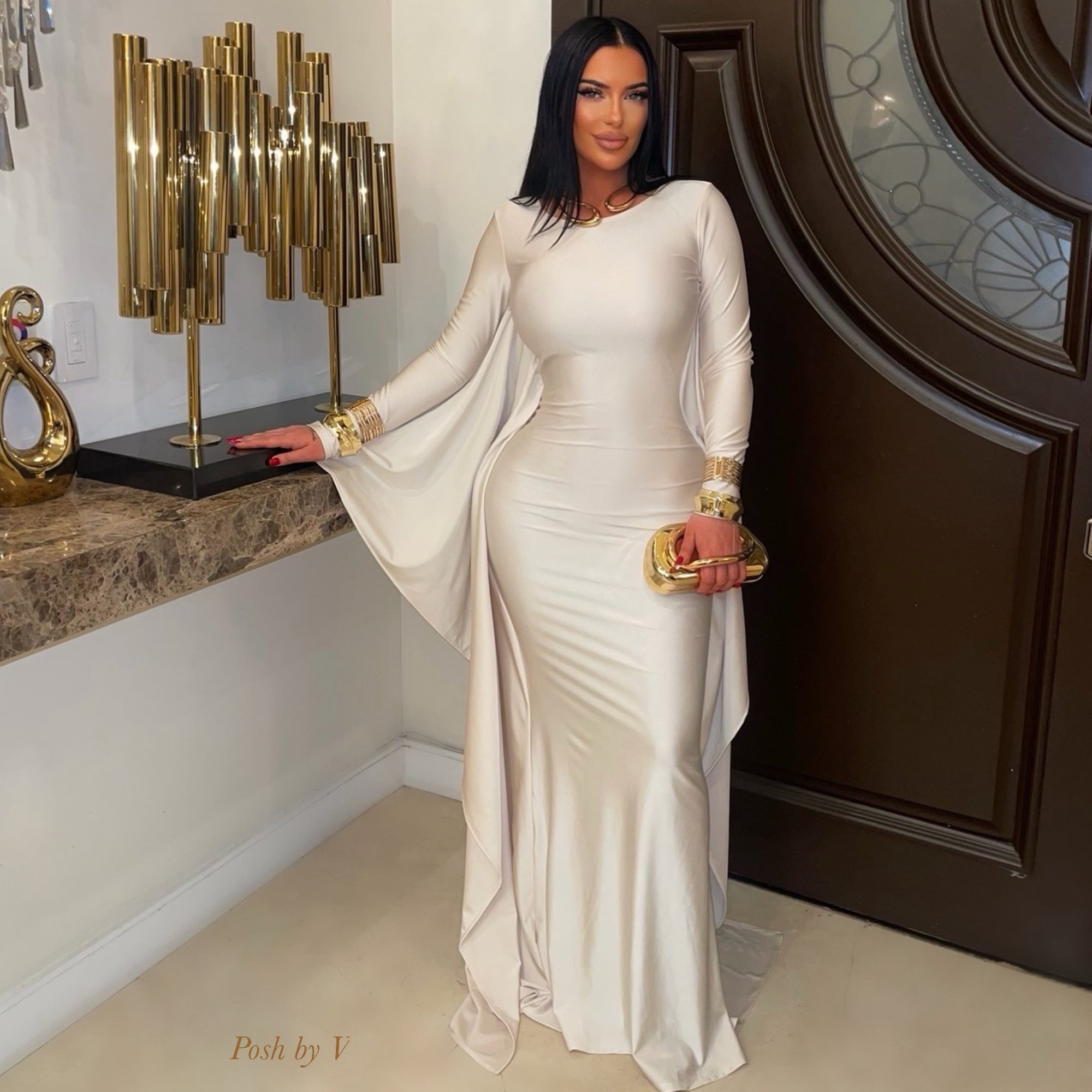 Silhouette maxi dress (Nude) - Posh By V Silhouette maxi dress (Nude) - Posh By V