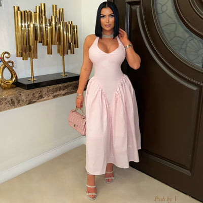 Marilyn maxi dress (Baby pink)