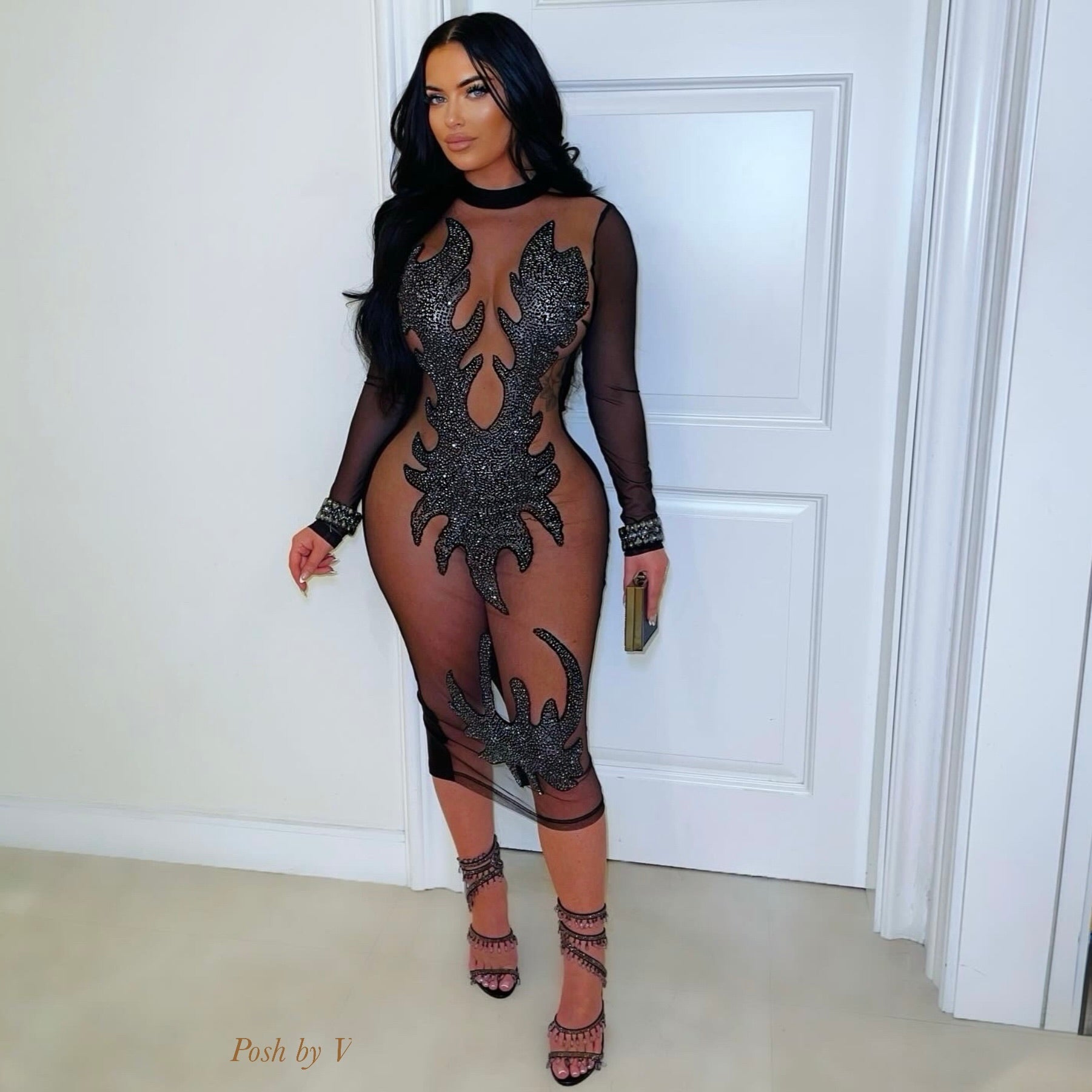 Black diamond crystal dress (Black)