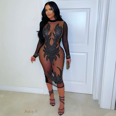 Black diamond crystal dress (Black)