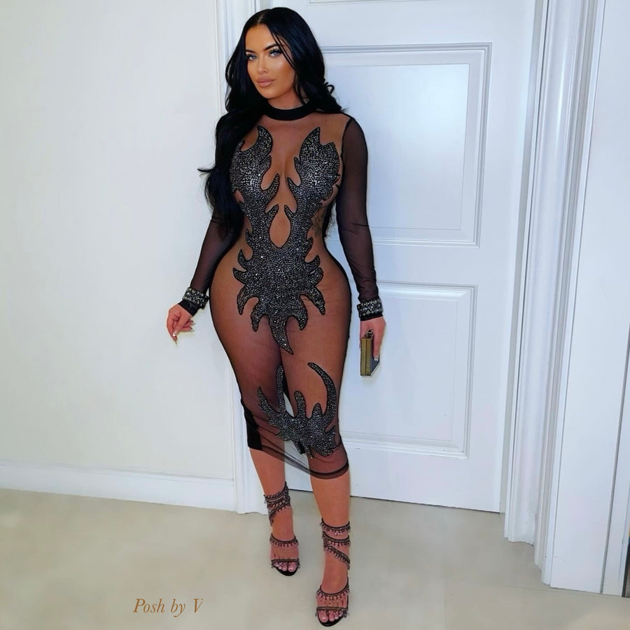 Black diamond crystal dress (Black)