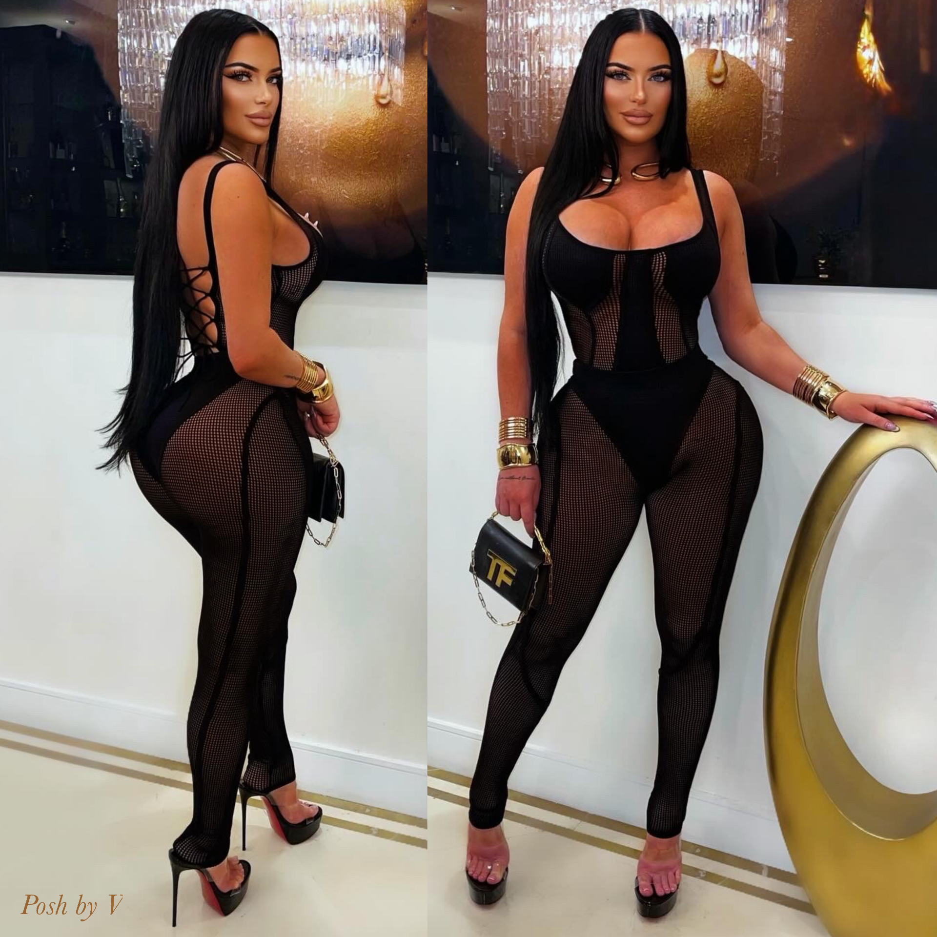 Hourglass caged leggings set (Black)