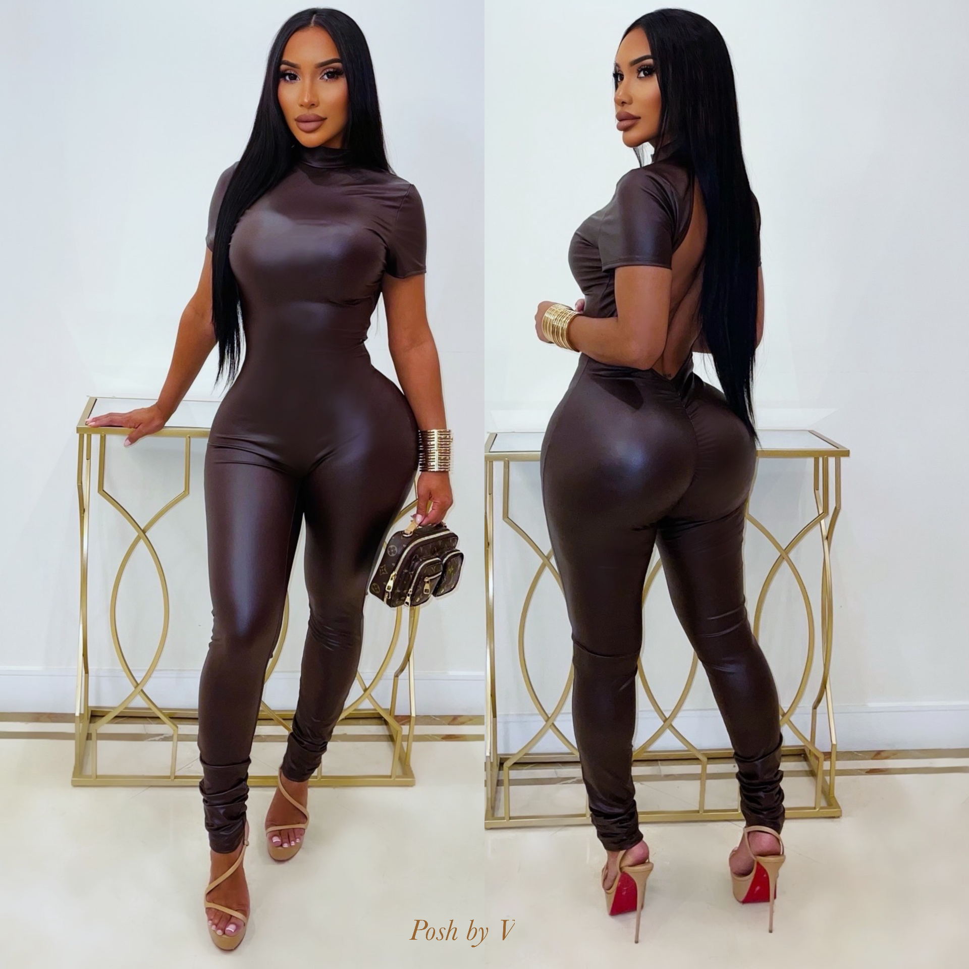 Tarte leather jumpsuit (Brown)