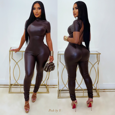 Tarte leather jumpsuit (Brown)