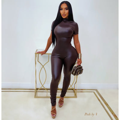 Tarte leather jumpsuit (Brown)