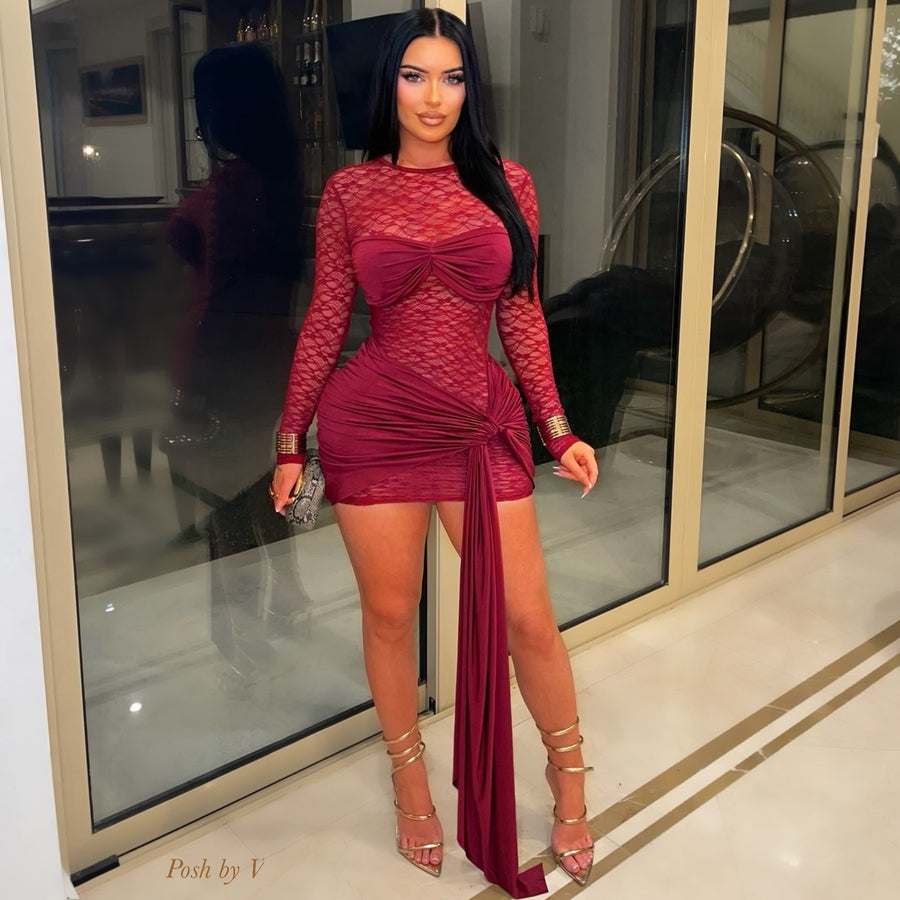 Nivi lace mini dress (Wine)