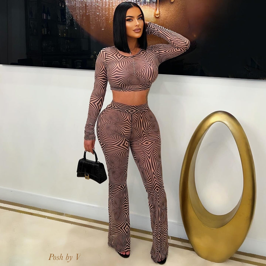 Heidi leggings set (Mauve/black)