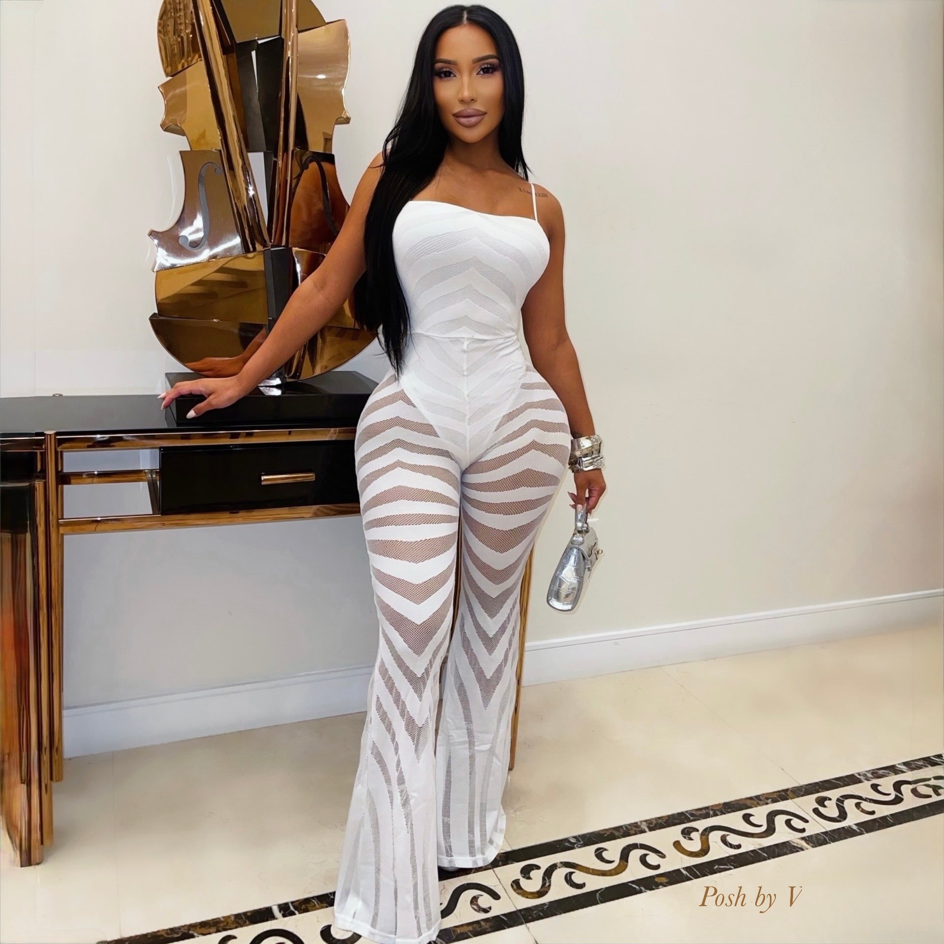 Aventi lace jumpsuit (White)