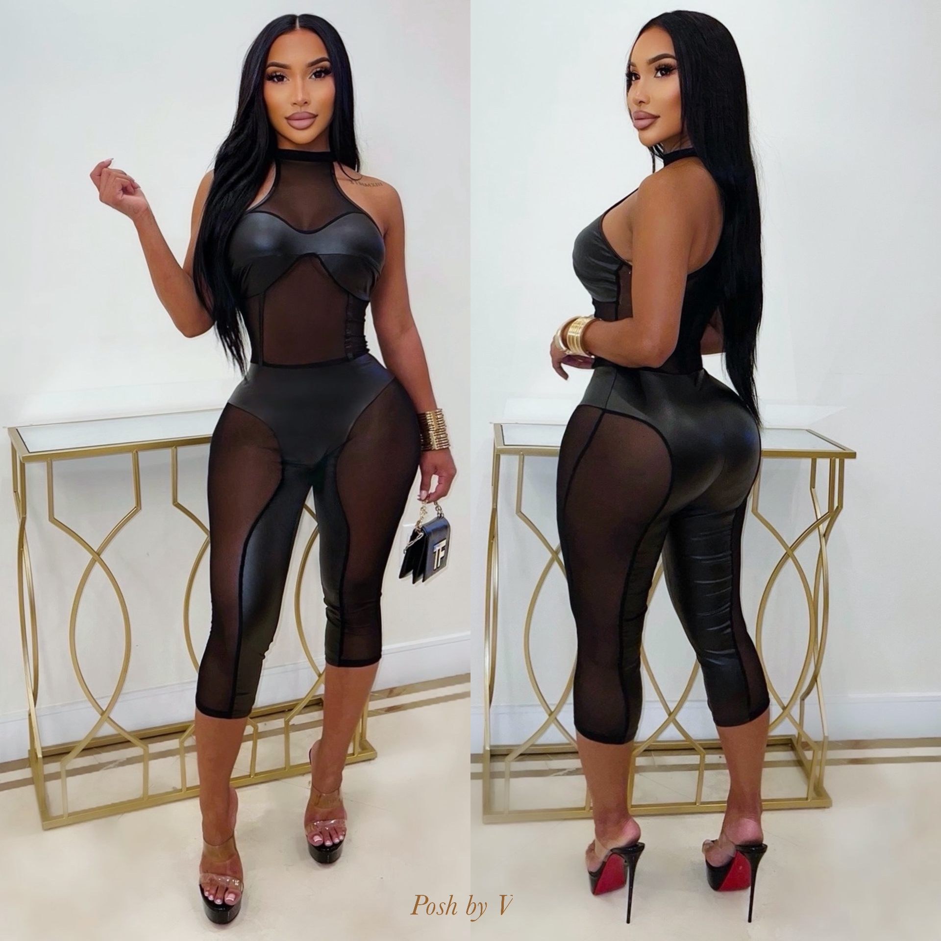 Dali leather jumpsuit (Black)