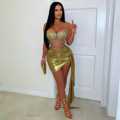 Kesse corset skirt set (Gold)