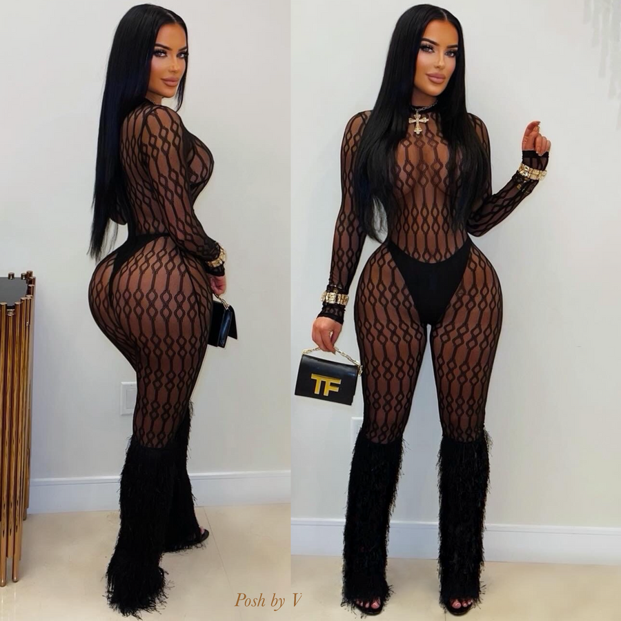 Aluna fringe jumpsuit (Black)