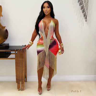 Zeigna fringe dress (Multi/gold)