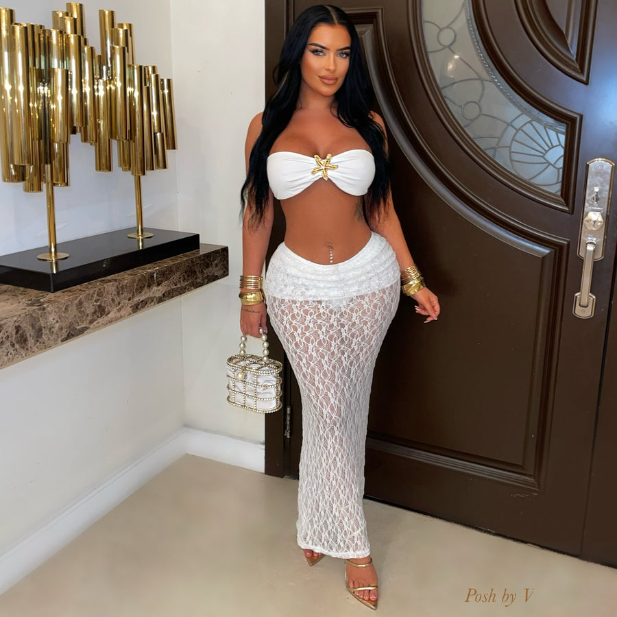 Carie pearl shorts set (White)