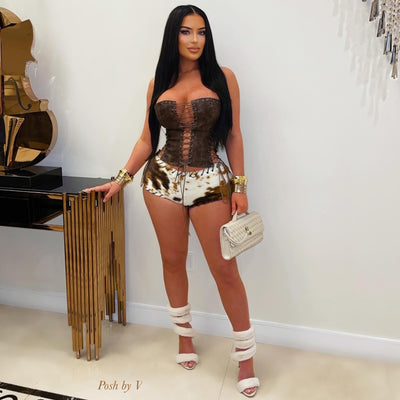 Kate fur shorts (Cream/brown)