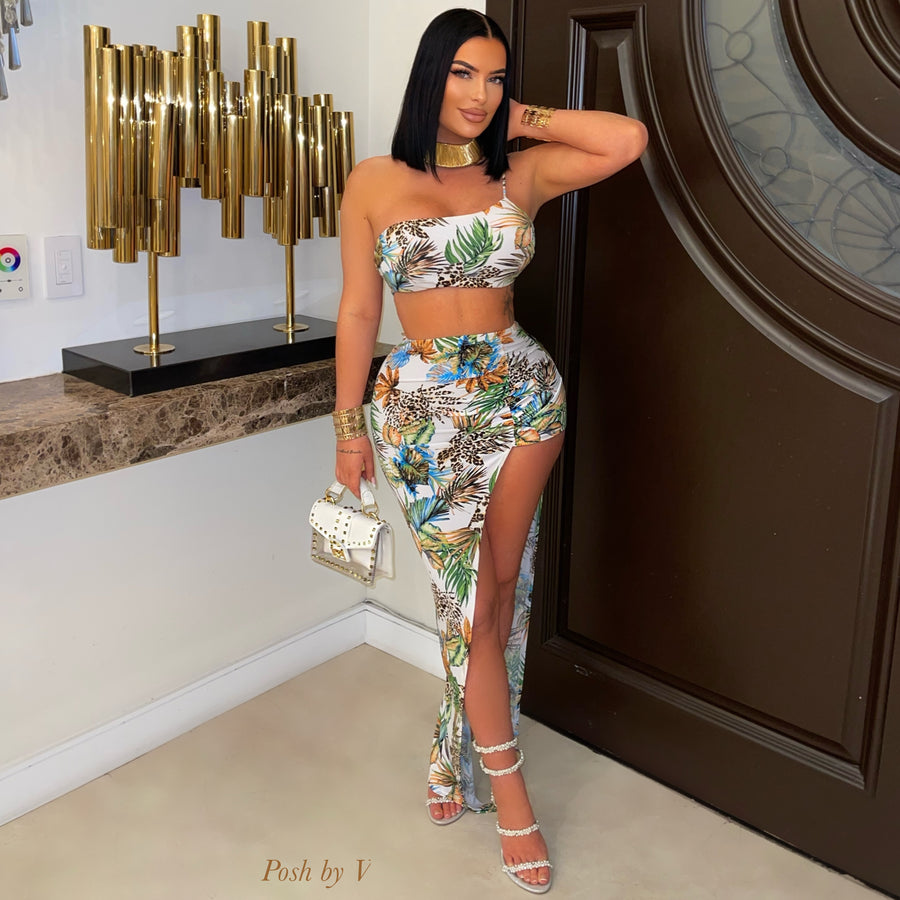 Palms resort skirt set (White multi)