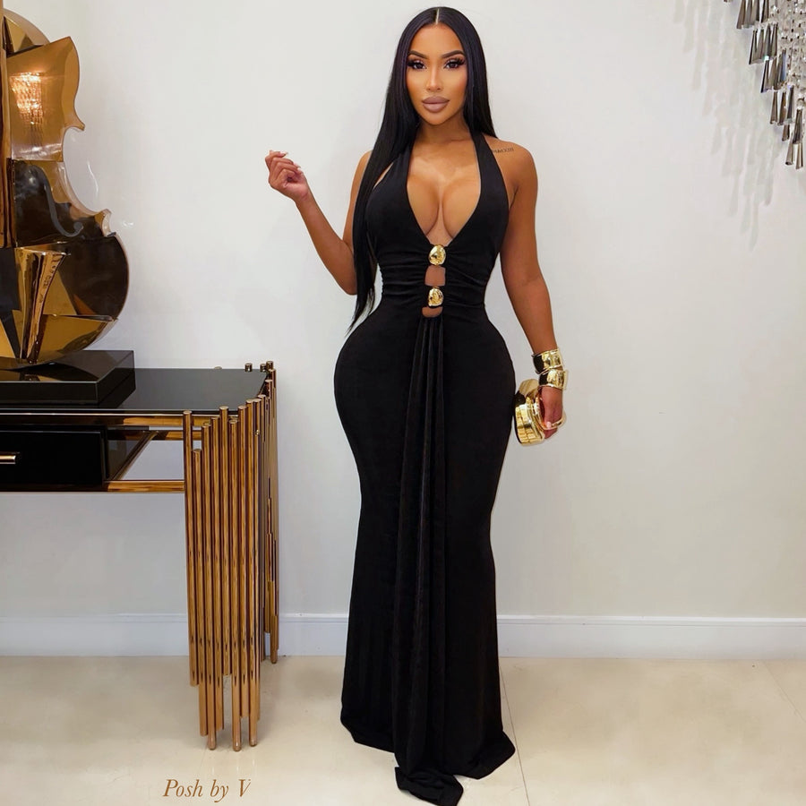 Jeru maxi dress (Black/gold)