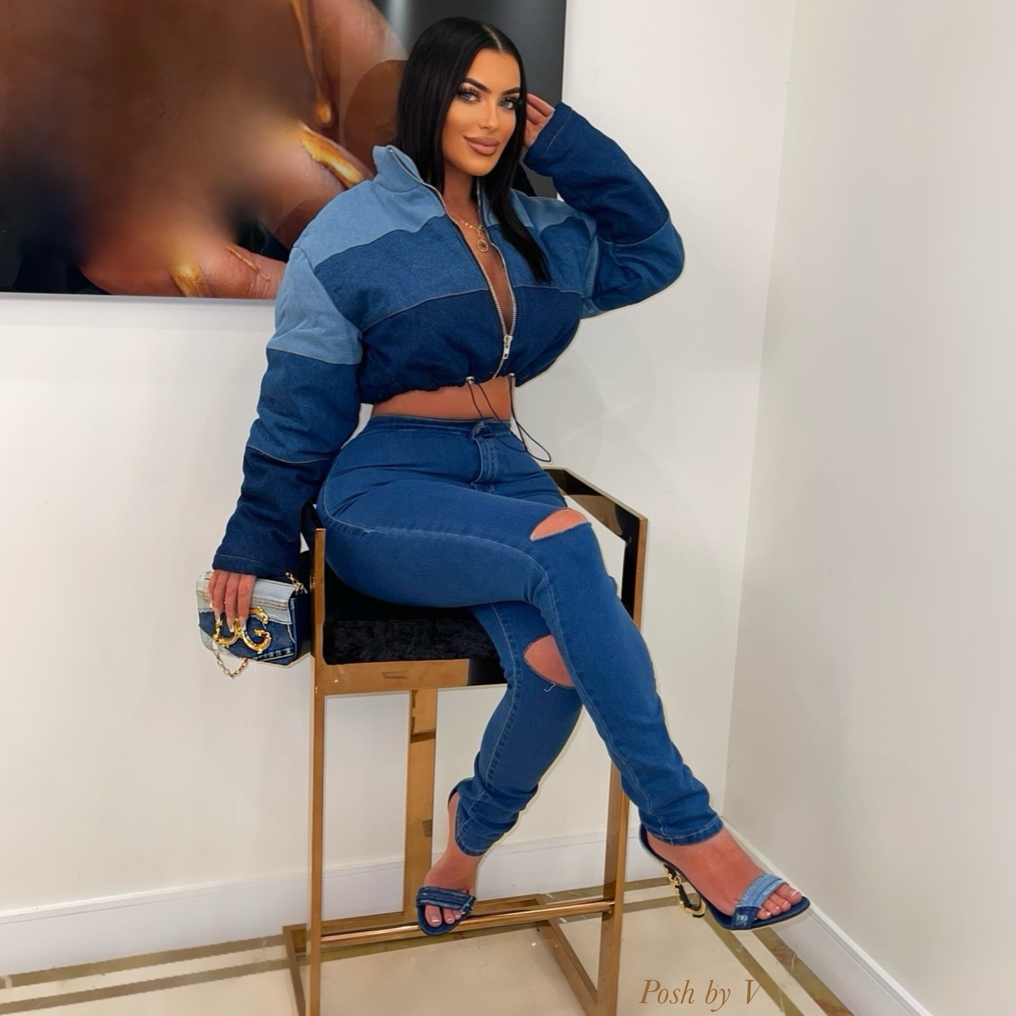 Sade slit Jeans (Blue)