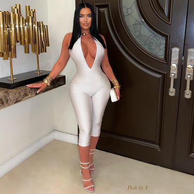 Hania jumpsuit (White/gold)