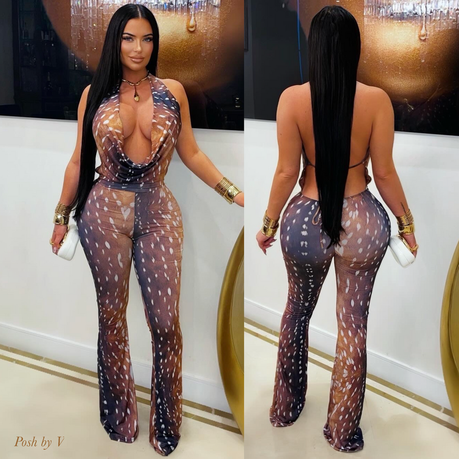 Coco jumpsuit (Brown/white)
