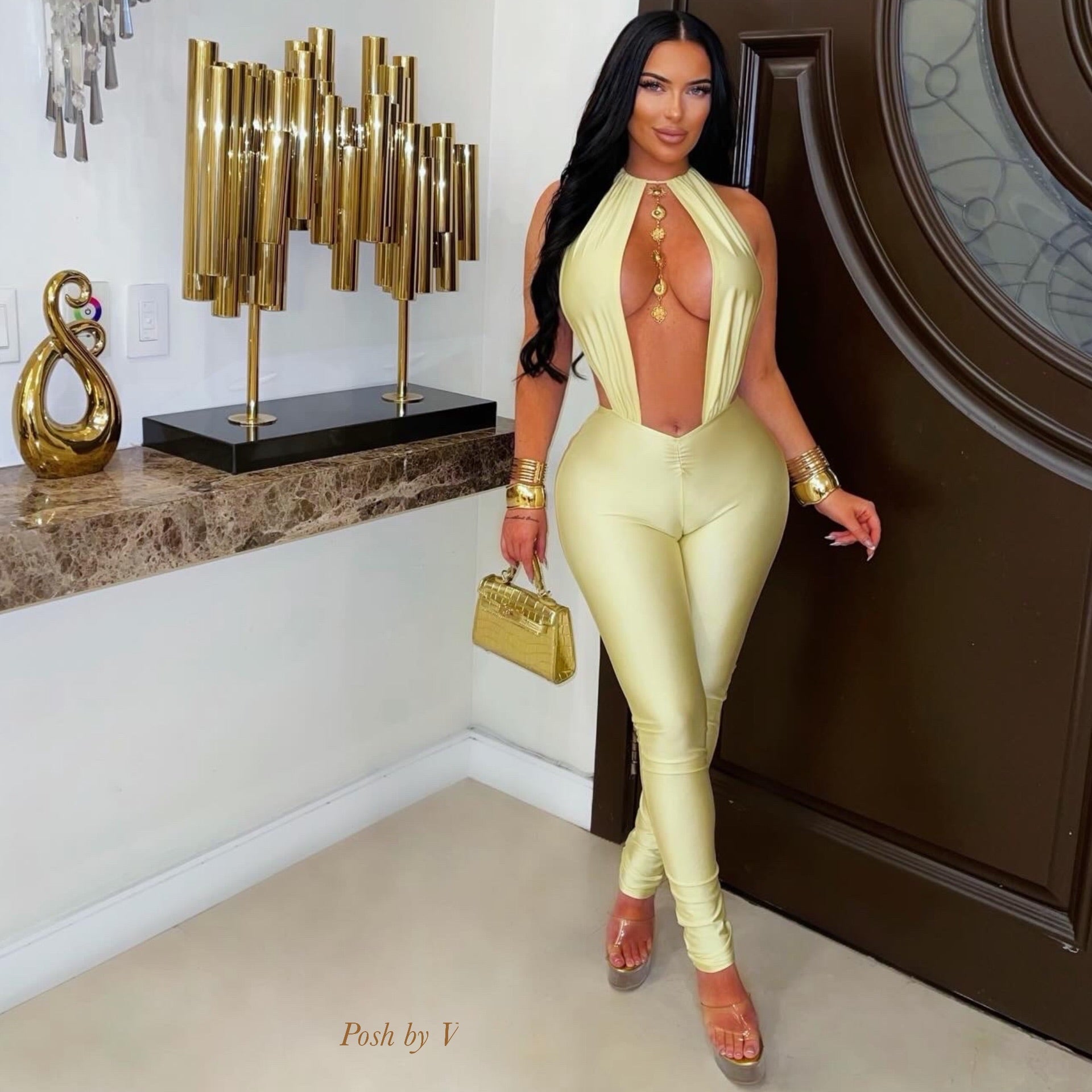 Lenara charm jumpsuit (Yellow/gold)