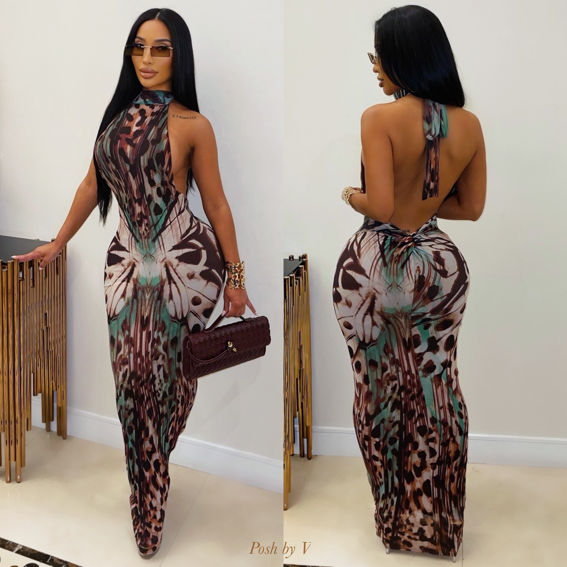 Monroe maxi dress (Brown/green)