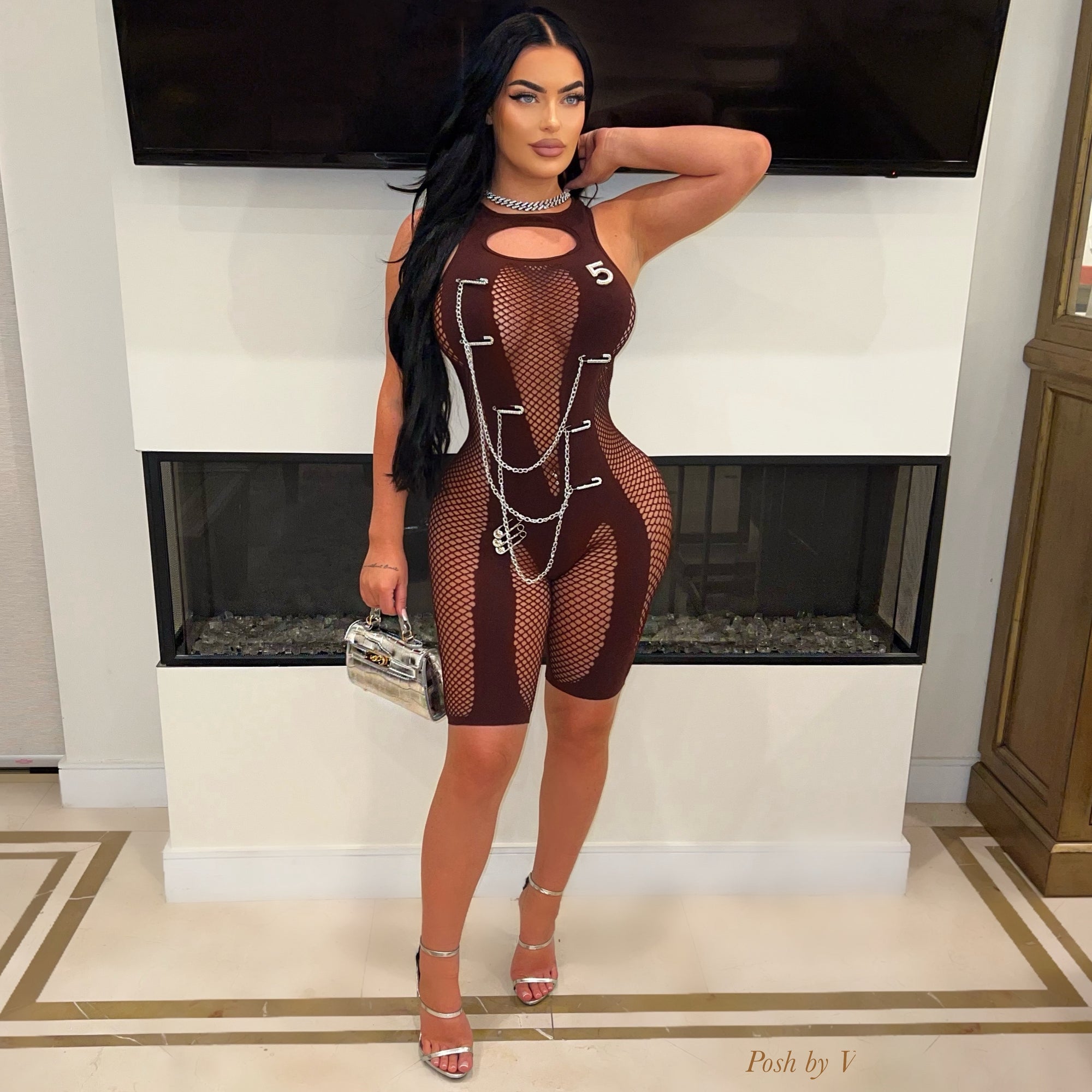 Tana chain romper (Black)